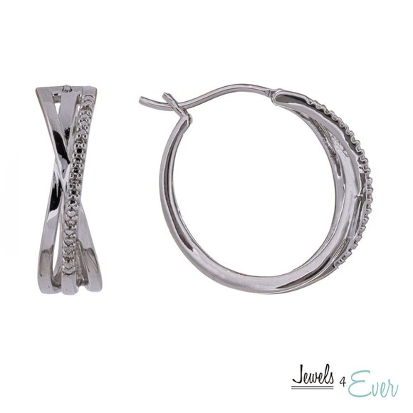 Sterling Silver Diamond Earrings - Picture 1 of 2